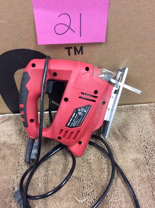 lot 21 image: Tool Shop 3-Amp Corded Jig Saw in working conditions