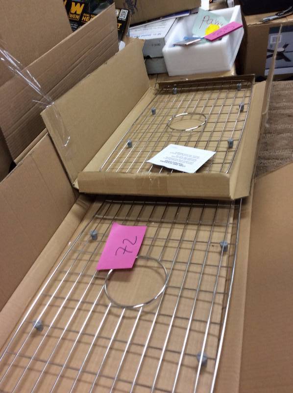 lot 72 image: Set of 2  Elkay Stainless-Steel Kitchen Sink Bottom Grid Fits Bowl Size 28 in. x 15.75 in. New