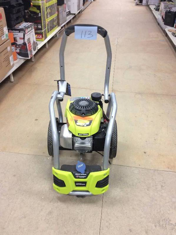 lot 113 image: Ryobi 3100-PSI 2.5-GPM Honda Gas Pressure Washer with Idle Down used in working conditions