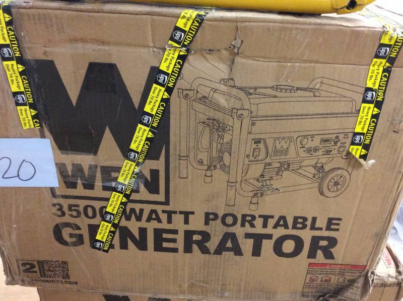 lot 120 image: WEN 3,500-Watt Gasoline Powered Portable Generator with Wheel Kit Model#  56352 open box never used 