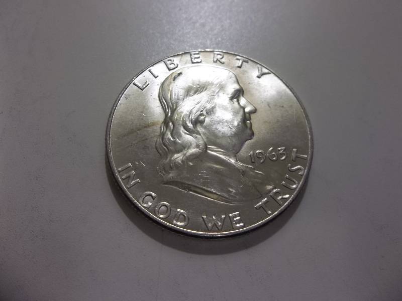 1963 D  Franklin Half Dollar Very High Grade MS Full Bell