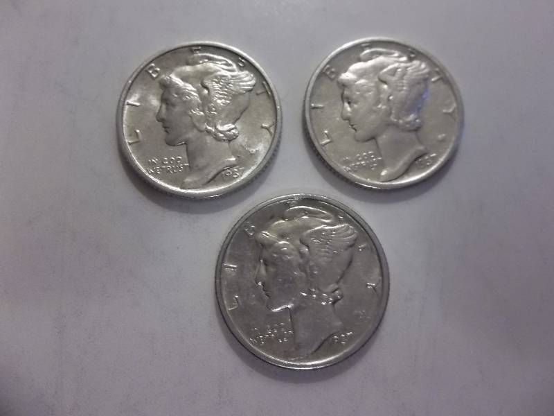 1937, 1937 D, 1937 S Mercury Dimes All MS