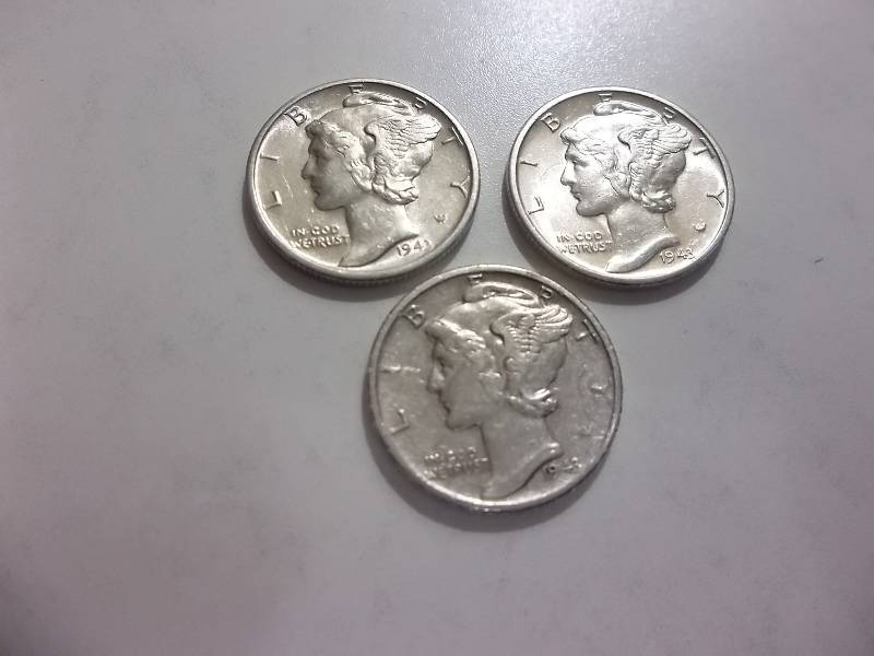 1943, 1943 D, 1943 S Mercury Dimes All MS