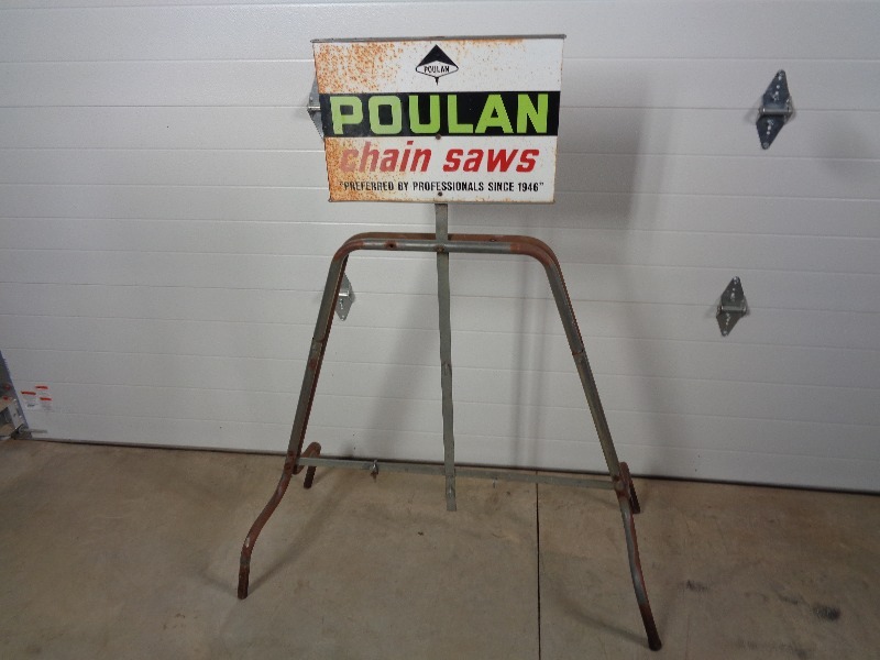 lot 41 image: Vintage Metal Poulan Chain Saw Sign