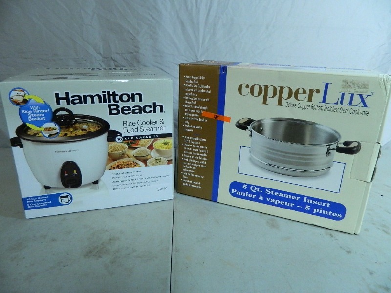 lot 7 image: New Rice Cooker and CopperLux Steamer Insert