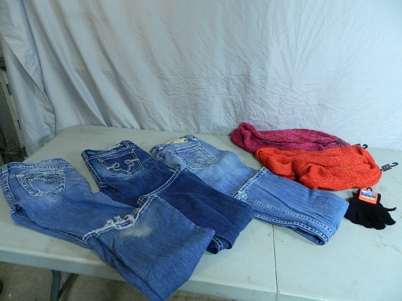 lot 22 image: Name Brand Jeans, New Scarves, and More