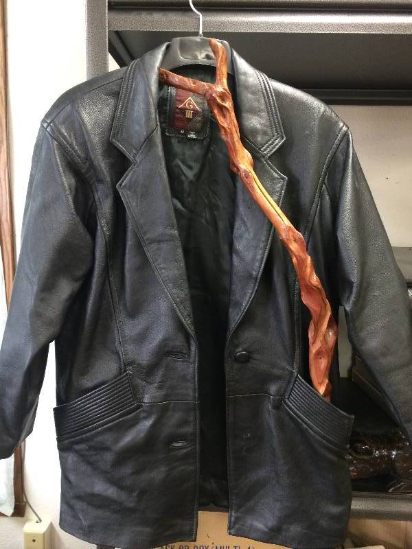 lot 37 image: Leather Coat with Cane
