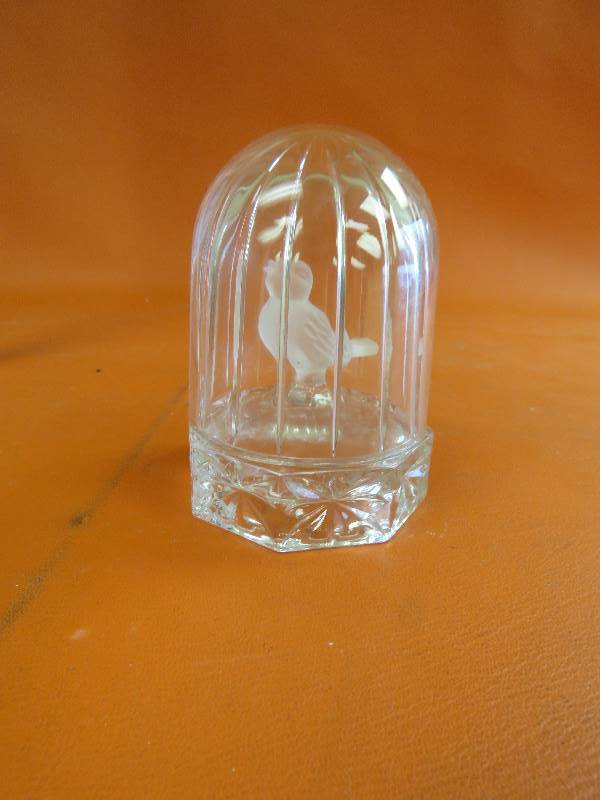 Vintage Crystal Bird in Cage