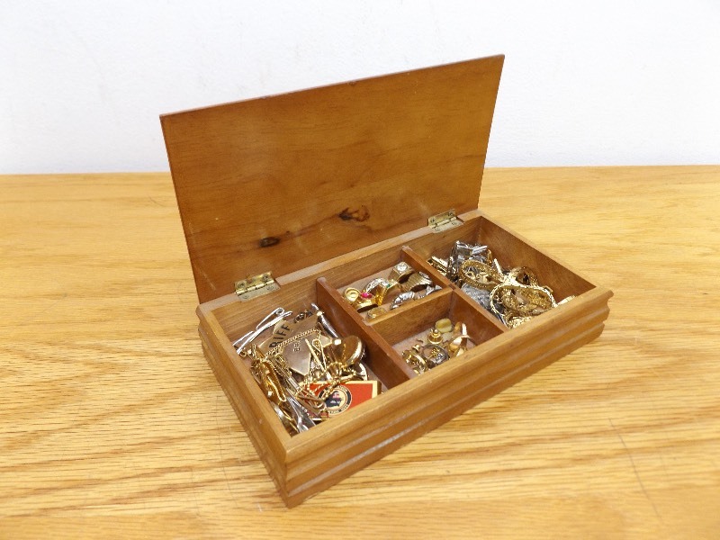 Wood Box of Mens Jewelry