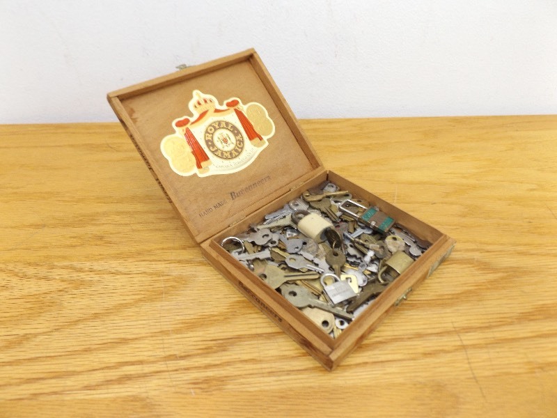 Cigar Box of Old Keys and Locks