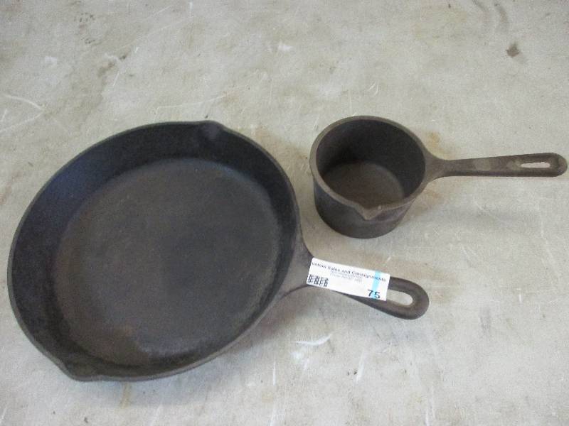 lot 75 image: 2 cast iron pans