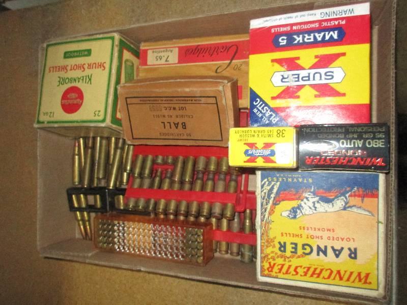 lot 100 image: 200 rounds of ammo - shot gun - rifle and hand gun