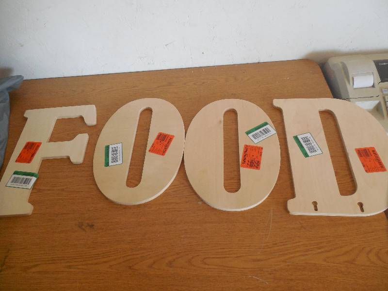 Jeff McWilliams Designs 15 in. Oversized Unfinished Wood Letters Spells  FOOD