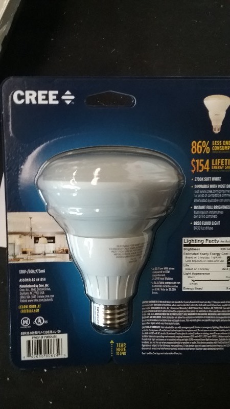 lot 47 image: Cree 65W Equivalent Soft White (2700K) BR30 LED Flood Light Bulb