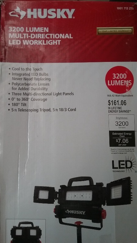 lot 22 image: Husky 1500 Lumen Rechargeable LED Work Light