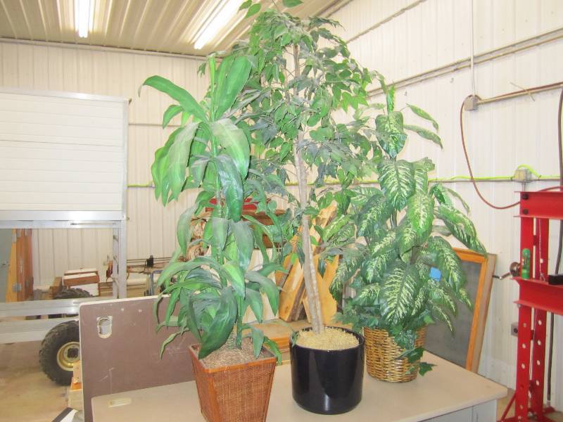 3 nice clean large artificial plant...