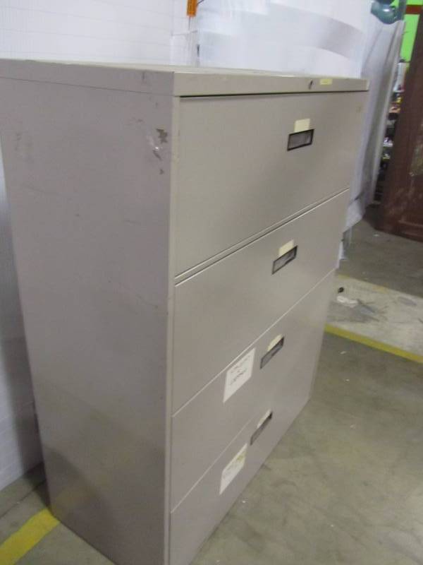 lot 38 image: 800 series 53(h) x 42(w) x 19 (d) 4 drawer full pull lateral file cabinet (putty)