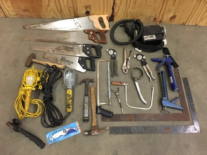 lot 63 image: Box Lot Of Assorted Hand Saws, Squa...