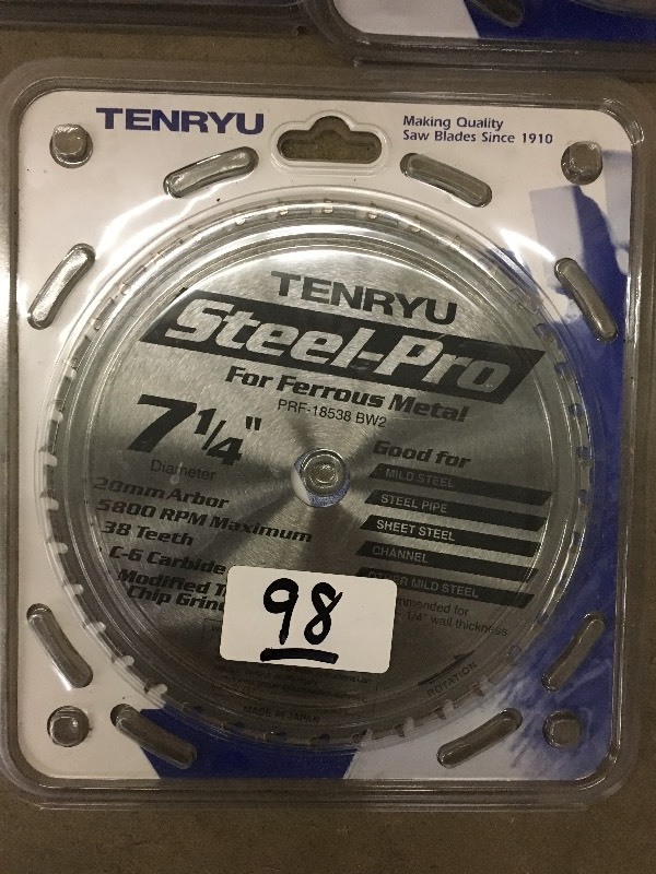 lot 98 image: (3) New 7.25 Circular Saw Bladesa ...