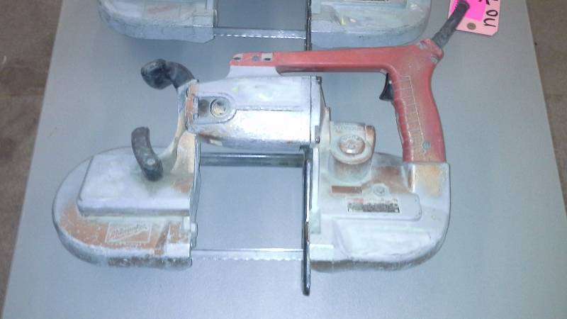 lot 38 image: Three Milwaukee Heavy Duty Portable Bandsaws