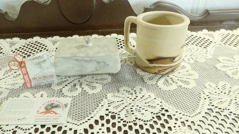 lot 241 image: Nemadji Coffee Cup and Mt. St. Helens Ash Pottery