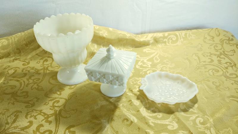 lot 280 image: Milk Glass Candy Dish and other misc.