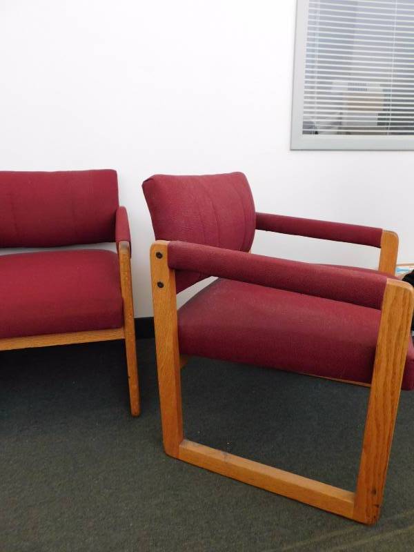 lot 176A image: 3 - Maroon Reception Area Chairs