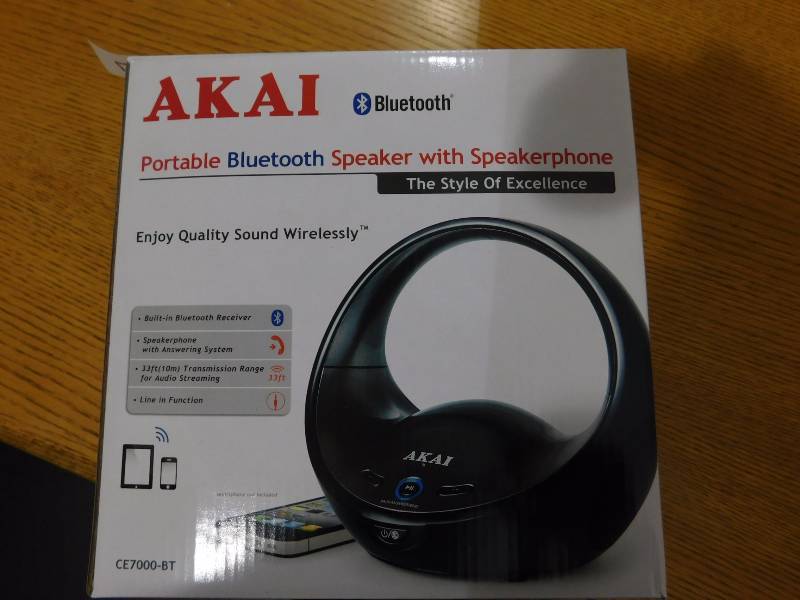 lot 198 image: NEW Akai Portable Bluetooth Speaker wSpeaker Phone