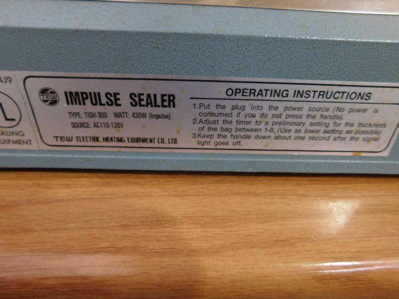 lot 219 image: Impulse Heat Sealer, Multiple Size Bags, Bubble Wrap