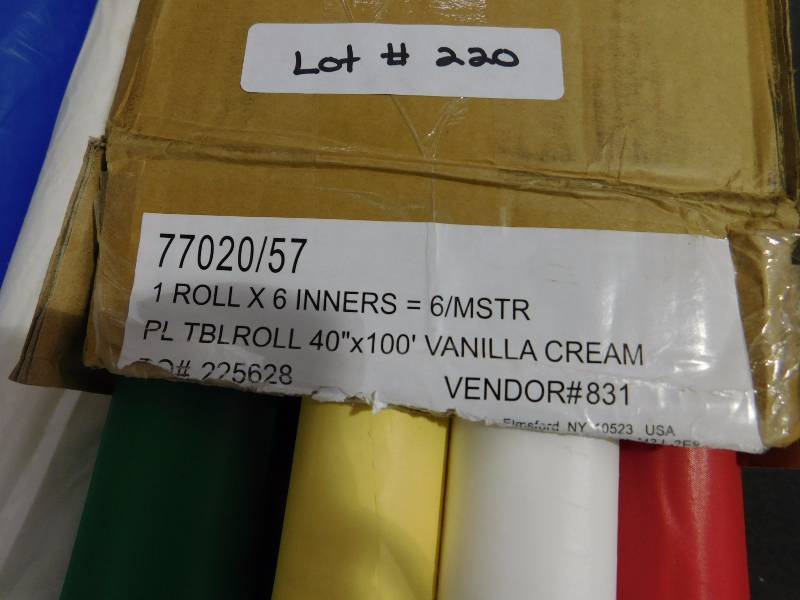 lot 220 image: Plastic Table Cover Rolls - Multiple Colors