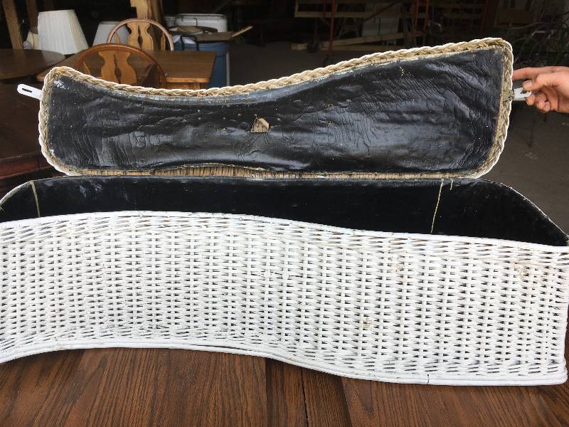 Curved Wicker Basket on Wheels
