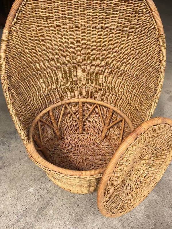 Wicker High Back Chair with Storage