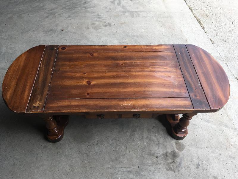 Solid Wood Coffee Table with Adjustable Sides