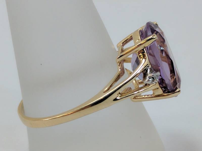 Womens 10kt Amethyst Diamond Accent Ring