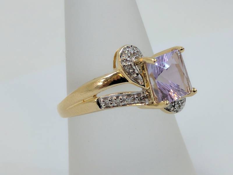 Light Pink Topaz 14kt Diamond Accent Ring