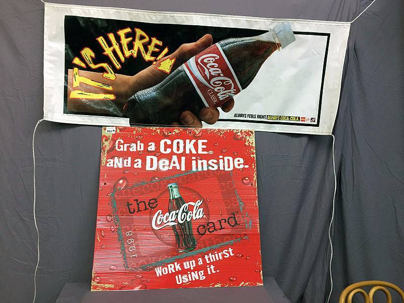 lot 13 image: Coke banner and sign