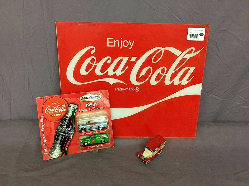 lot 47 image: Coke sign and matchbox cars