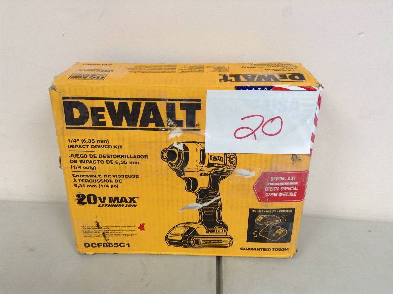 lot 20 image: DEWALT DCF885C1 20V max 14 impact driver kit