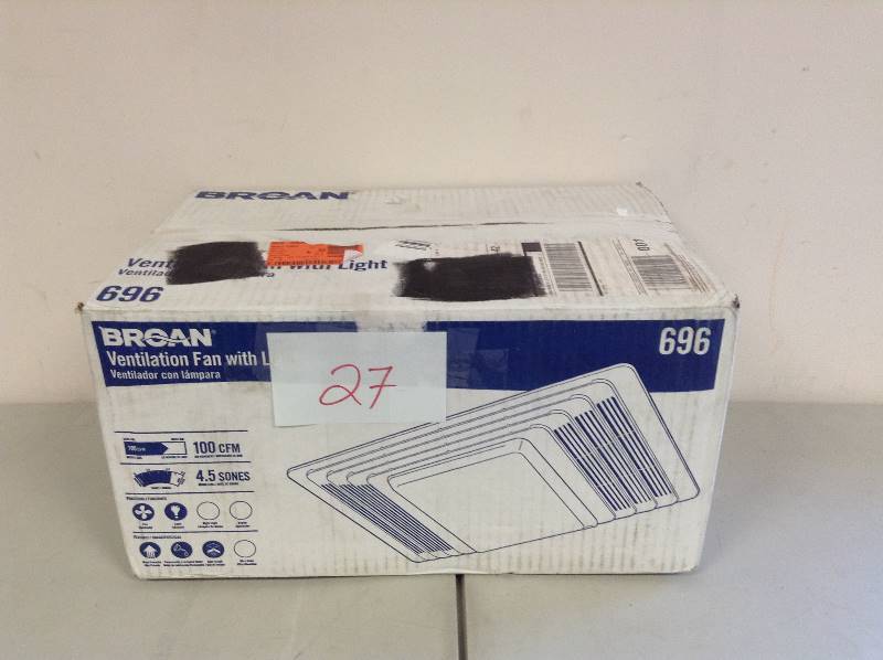 lot 27 image: Broan 696 Fan and Light withacoustic insulation 100 CFM 4.5 sones