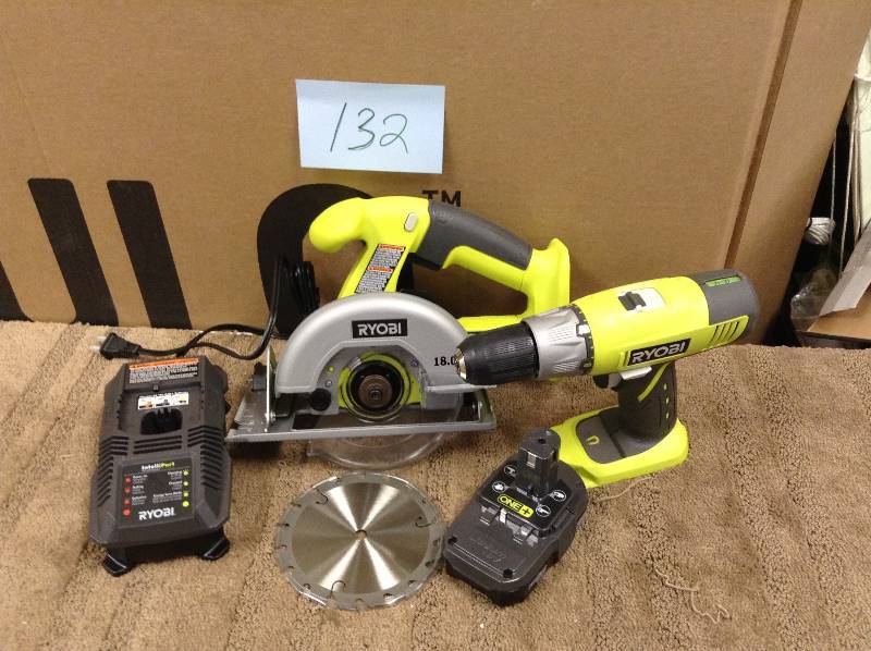 lot 133 image: Ryobi Tool Sets 18-Volt ONE Lithium-Ion Starter Combo Kit (2-Tool) P825