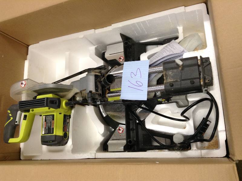 lot 163 image: Ryobi 10 Sliding Compound Miter Saw with Laser used in good working condition