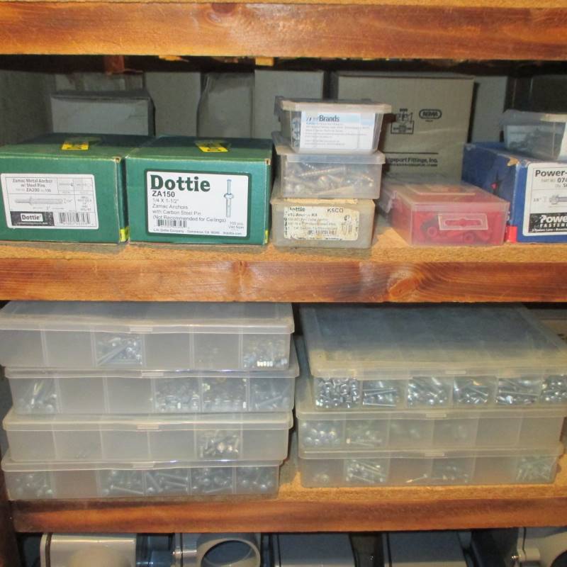lot 68 image: Contents of Top 6 Shelves Fasteners, Fittings, Conduit Straps