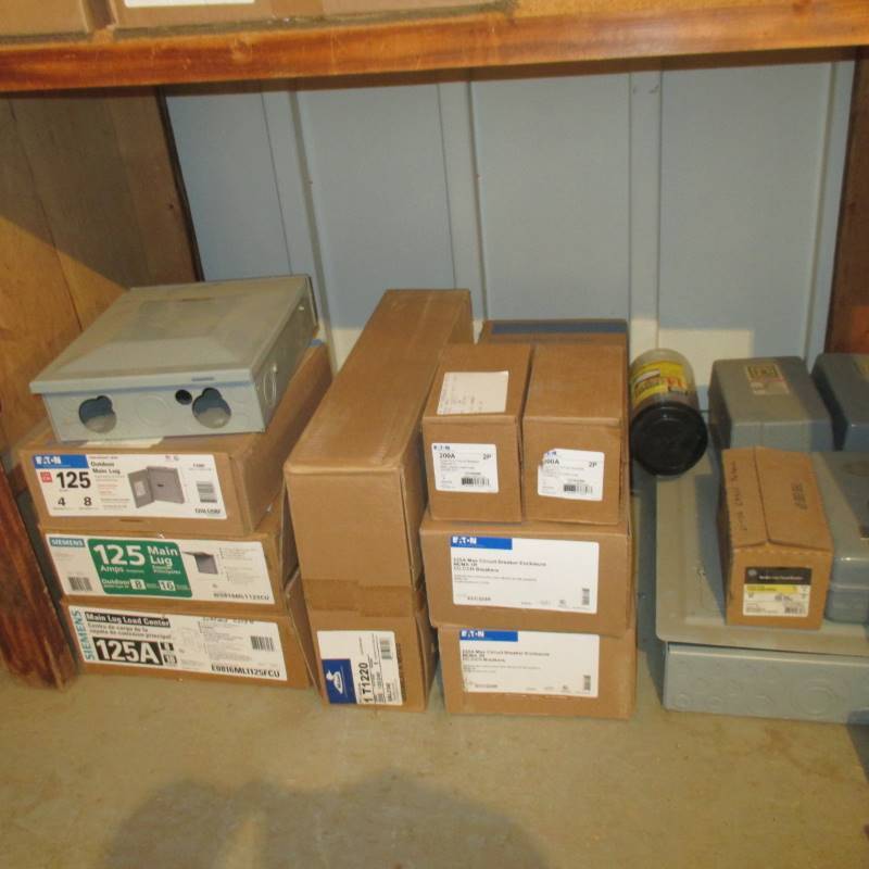 lot 80 image: (10) New Electrical Enclosures (3) Circuit Breakers (1) Starter Switch