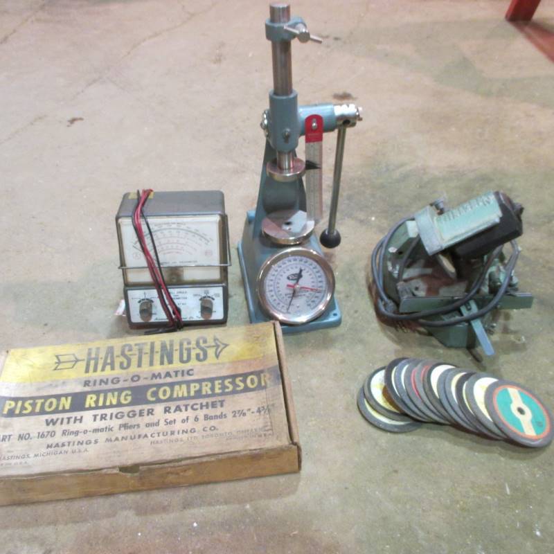 lot 120 image: Valve Spring Tester, Tach, Valve Grinder, Piston Spring Compressor
