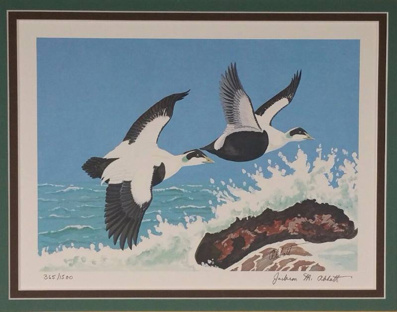 lot 1 image: 1957 Federal Duck Stamp Print by Jackson Abbott Third Edition Colored 3651500