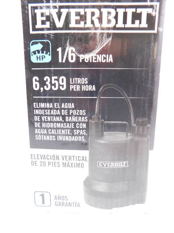 lot 11 image: Everbilt 16 HP Submersible Utility Pump Tested Works
