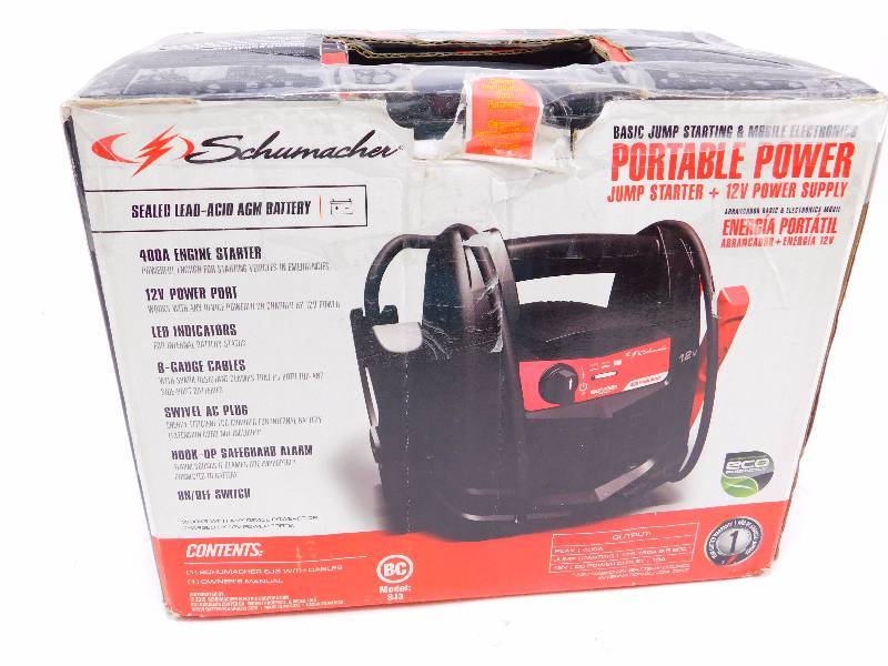 lot 19 image: Schumacher 400 Amp Portable Power Jump Starter