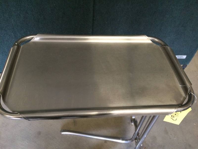 lot 74 image: Medical Mayo Surgical Instrument Stand Tray Stainless Convenient Foot Lever To Raise & Lower Plus Tray Is Removable - Very Expensive Even When Purchased Used - Nice Condition