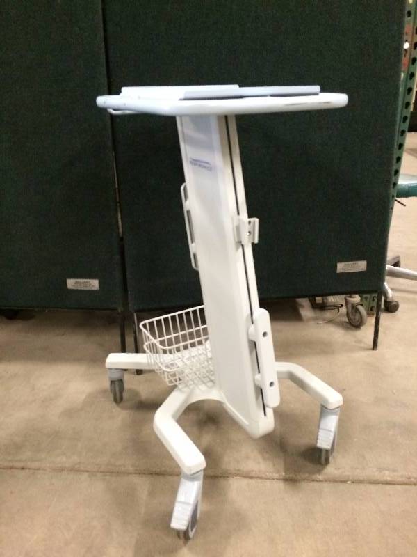 lot 19 image: WOW One Of These Recently Sold For $595 Heavy Duty Philips Respironics V60 Ventilator Rolling Medical Cart - Can Be For Electronic Equipment Including a Laptop - Excellent Condition