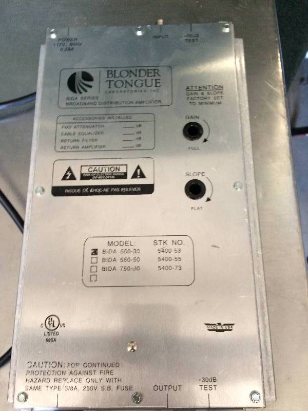 lot 10 image: Blonder Tongue BIDA Series Broadband Indoor Distribution Amplifier for Cable TV or similar application - Super Working Condition